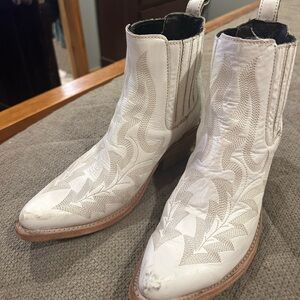 White Western Ankle Boots